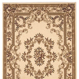 8' X 11' Ivory Machine Woven Hand Carved Floral Medallion Indoor Area Rug - Homeroots - Flyclothing LLC