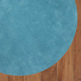 8' Round Polyester Highlighter Blue Area Rug - Homeroots - Flyclothing LLC