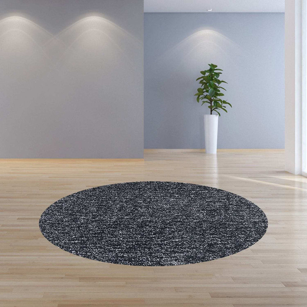 8' Black Heather Round Indoor Shag Rug - Homeroots - Flyclothing LLC