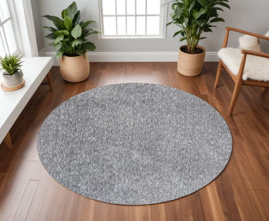 8' Gray Round Hand Woven Area Rug - Homeroots - Flyclothing LLC