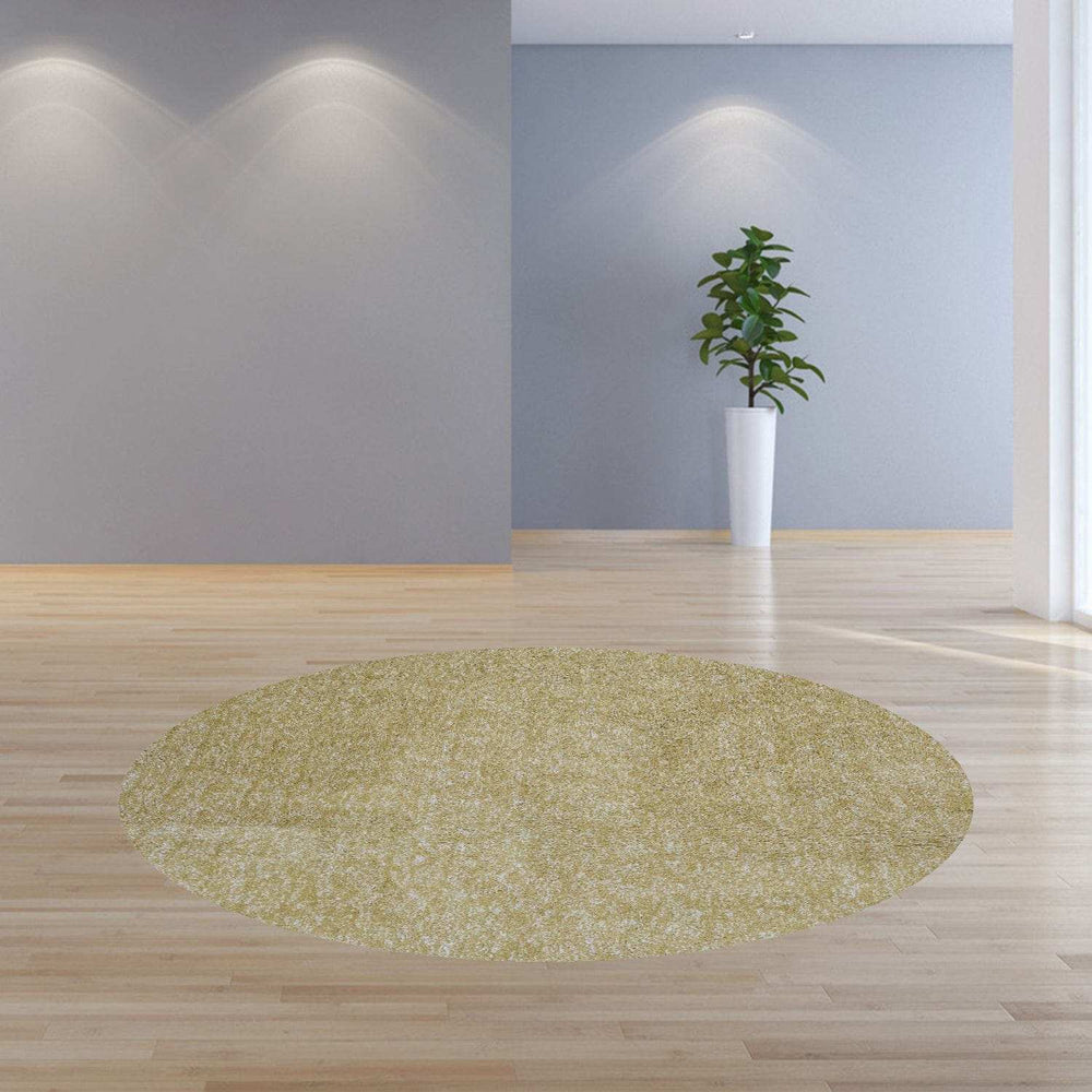 8' Round Polyester Yellow Heather Area Rug - Homeroots - Flyclothing LLC