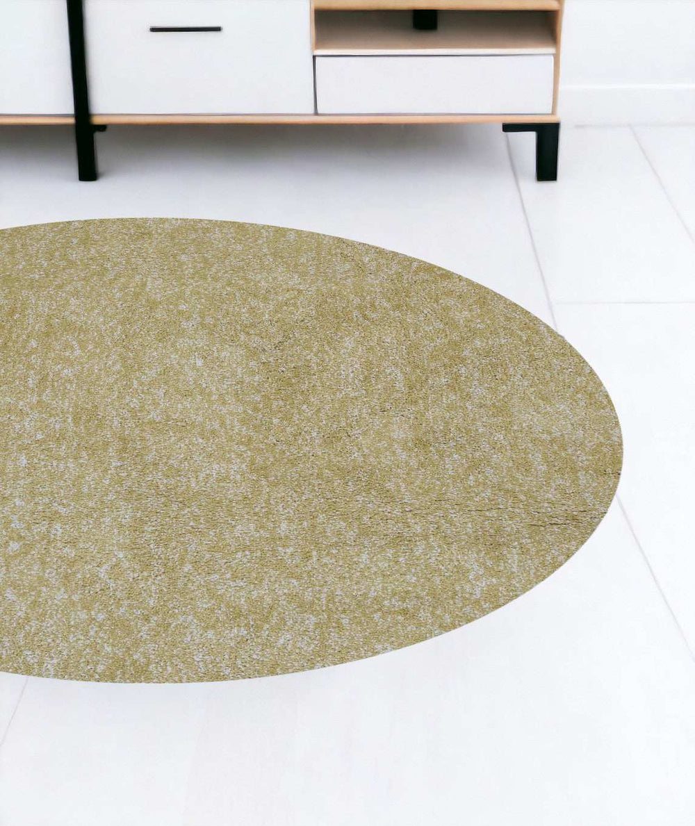 8' Round Polyester Yellow Heather Area Rug - Homeroots - Flyclothing LLC