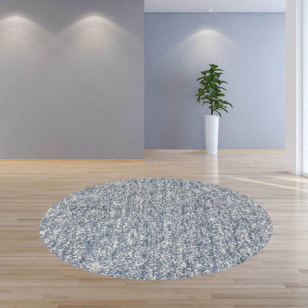 8' Slate Grey Heather Round Indoor Shag Rug - Homeroots - Flyclothing LLC