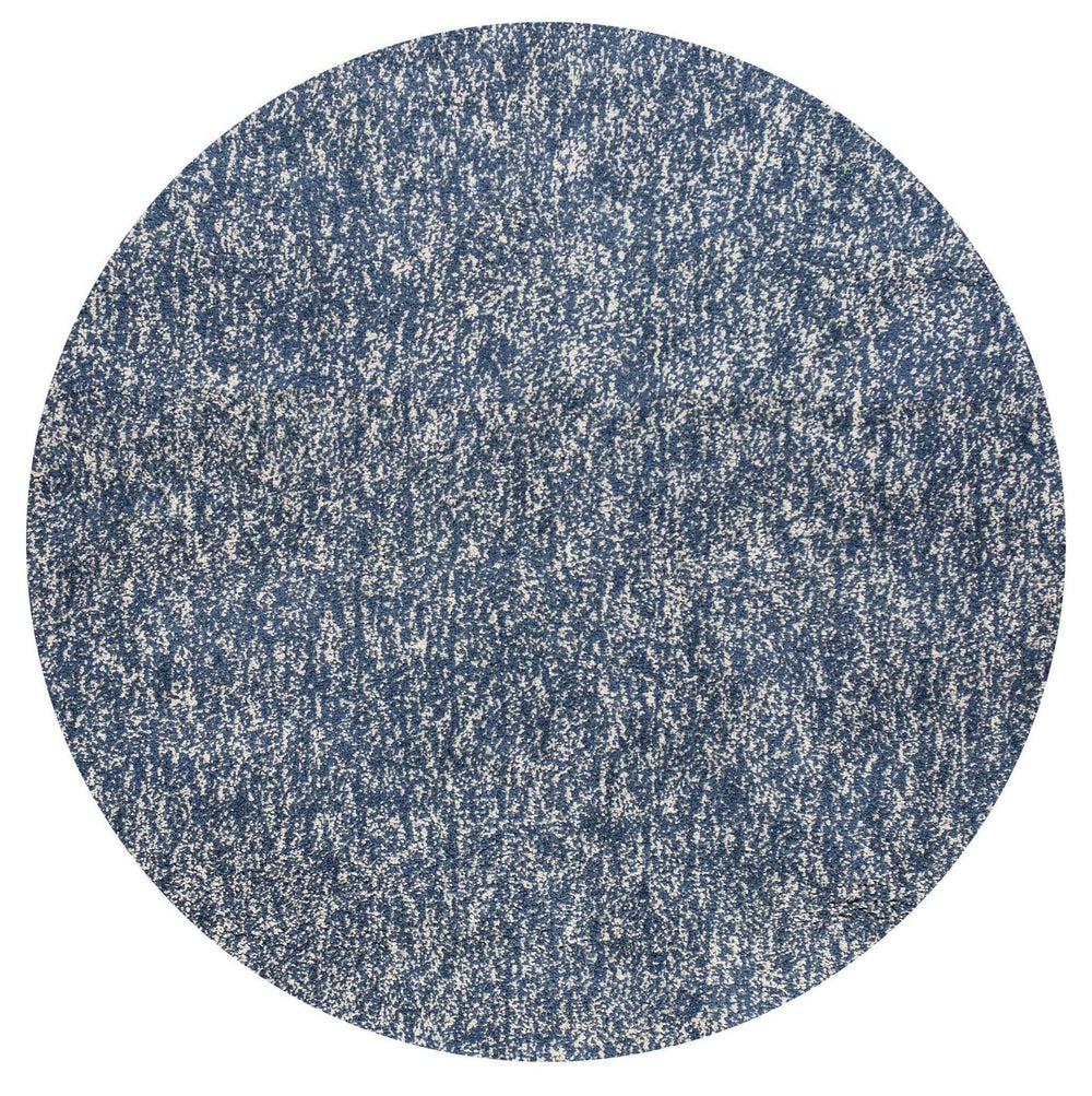 8' Indigo Ivory Heather Round Indoor Shag Rug - Homeroots - Flyclothing LLC