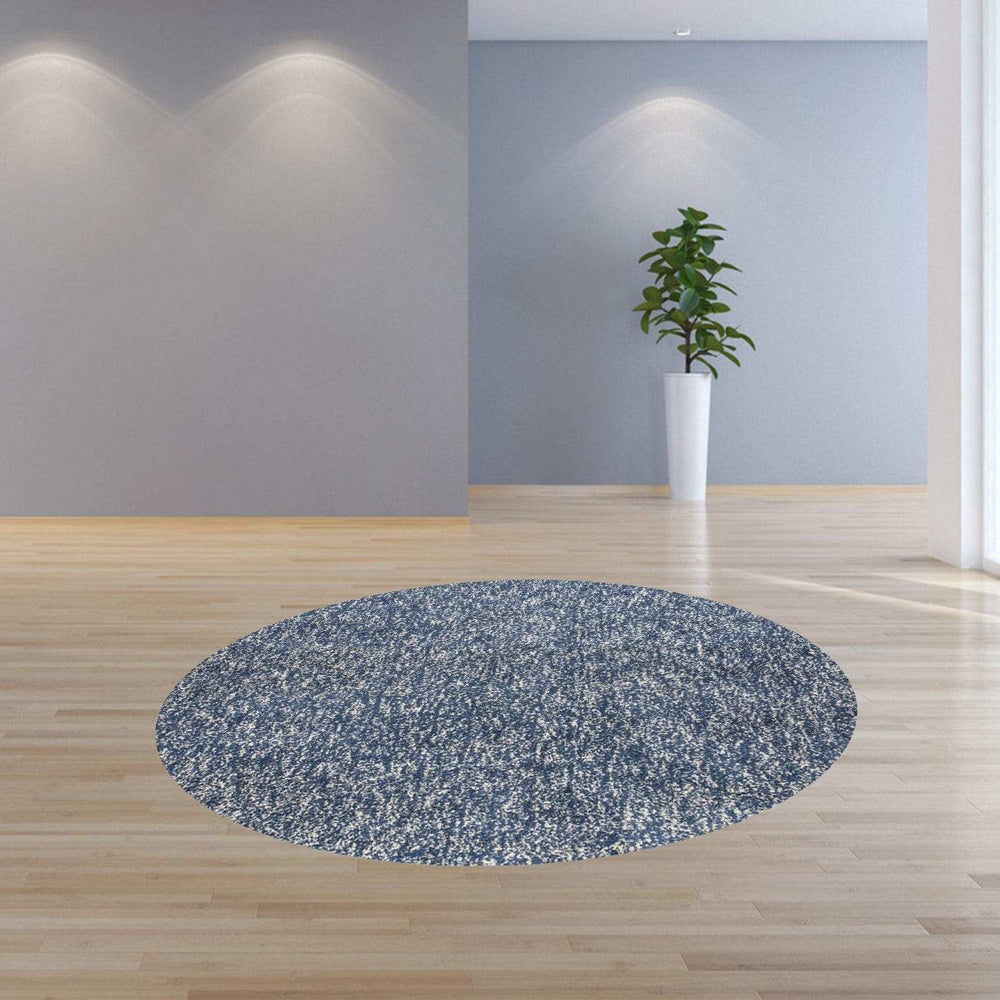 8' Indigo Ivory Heather Round Indoor Shag Rug - Homeroots - Flyclothing LLC