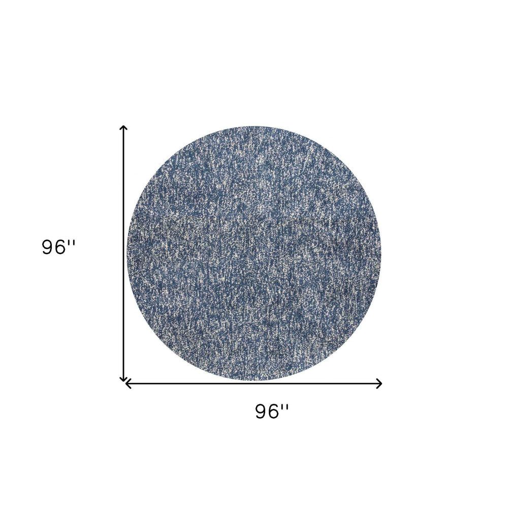 8' Indigo Ivory Heather Round Indoor Shag Rug - Homeroots - Flyclothing LLC
