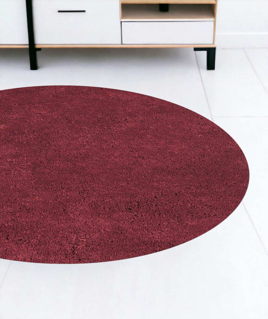 8' Red Round Indoor Shag Rug - Homeroots - Flyclothing LLC