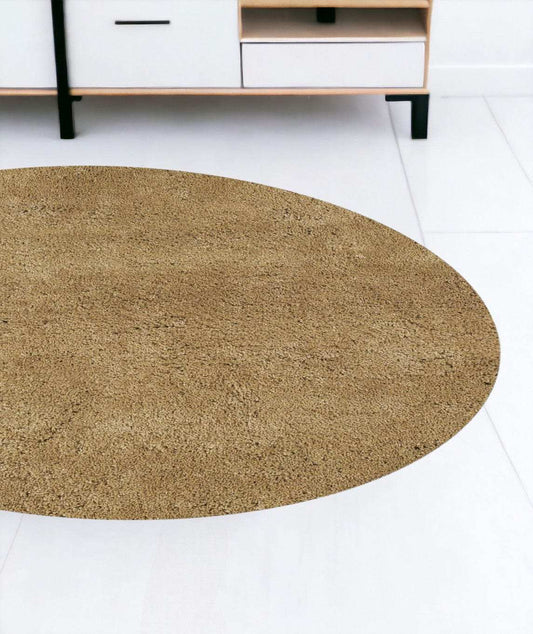 8' Round Polyester Gold Area Rug - Homeroots - Flyclothing LLC