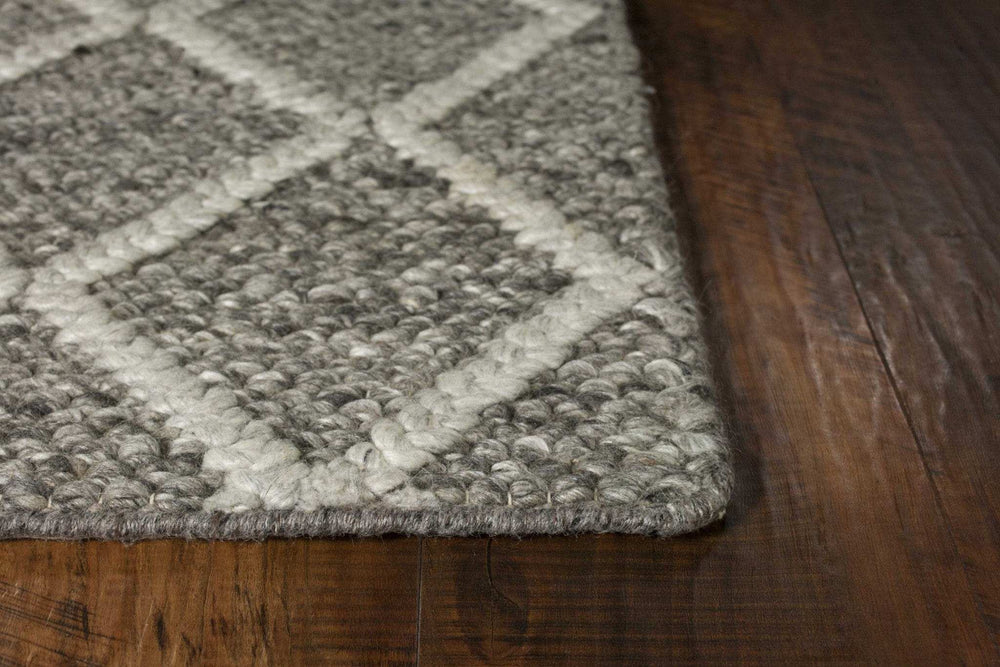 5' X 7' Dark Gray and Ivory Wool Diamond Hand Woven Berber Area Rug - Homeroots - Flyclothing LLC