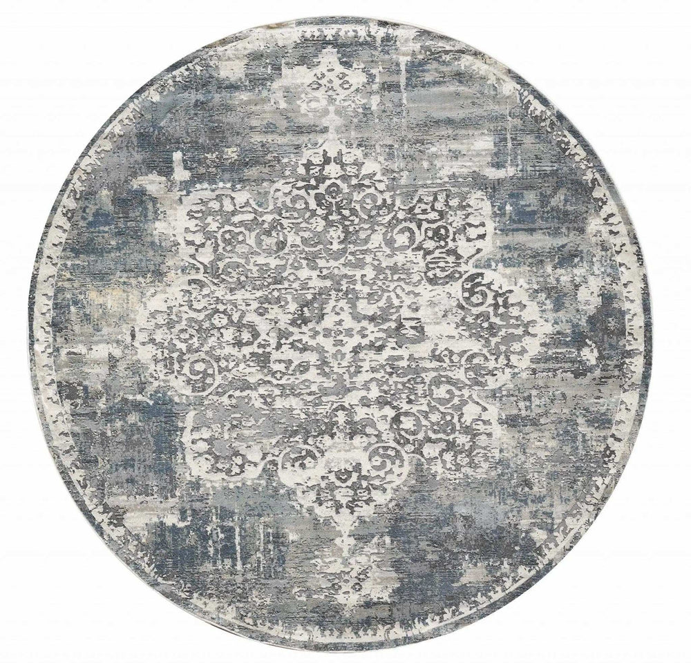 7' Round Polyester Ivory Area Rug - Homeroots - Flyclothing LLC