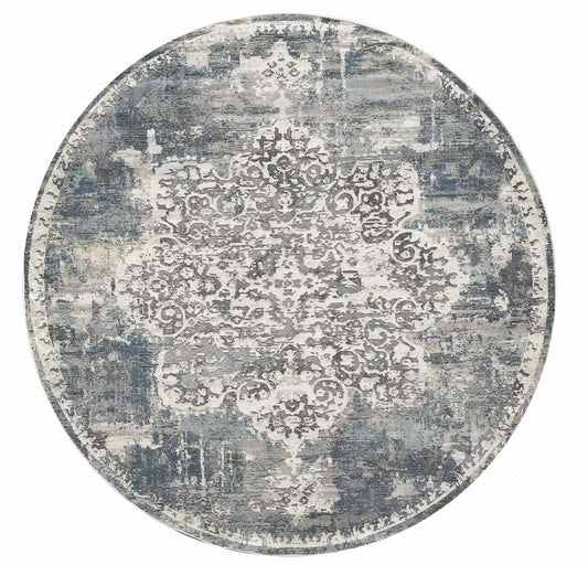 7' Round Polyester Ivory Area Rug - Homeroots - Flyclothing LLC
