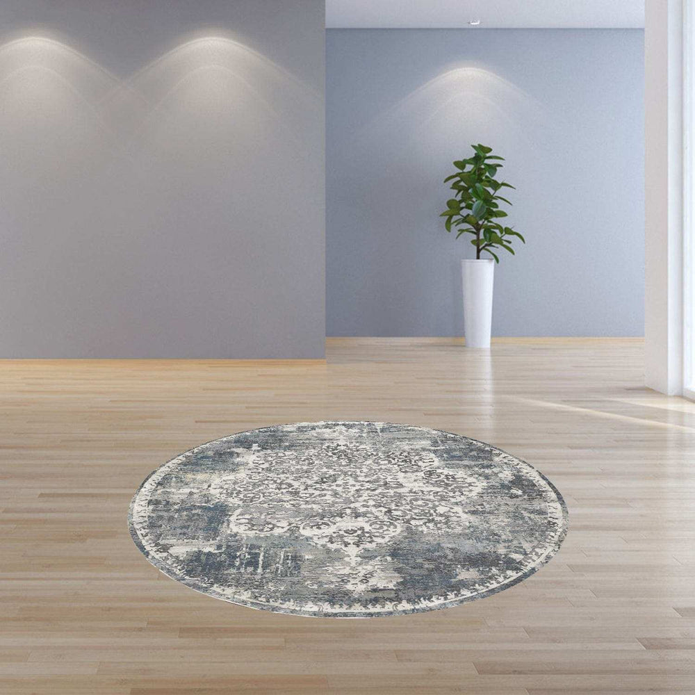 7' Round Polyester Ivory Area Rug - Homeroots - Flyclothing LLC