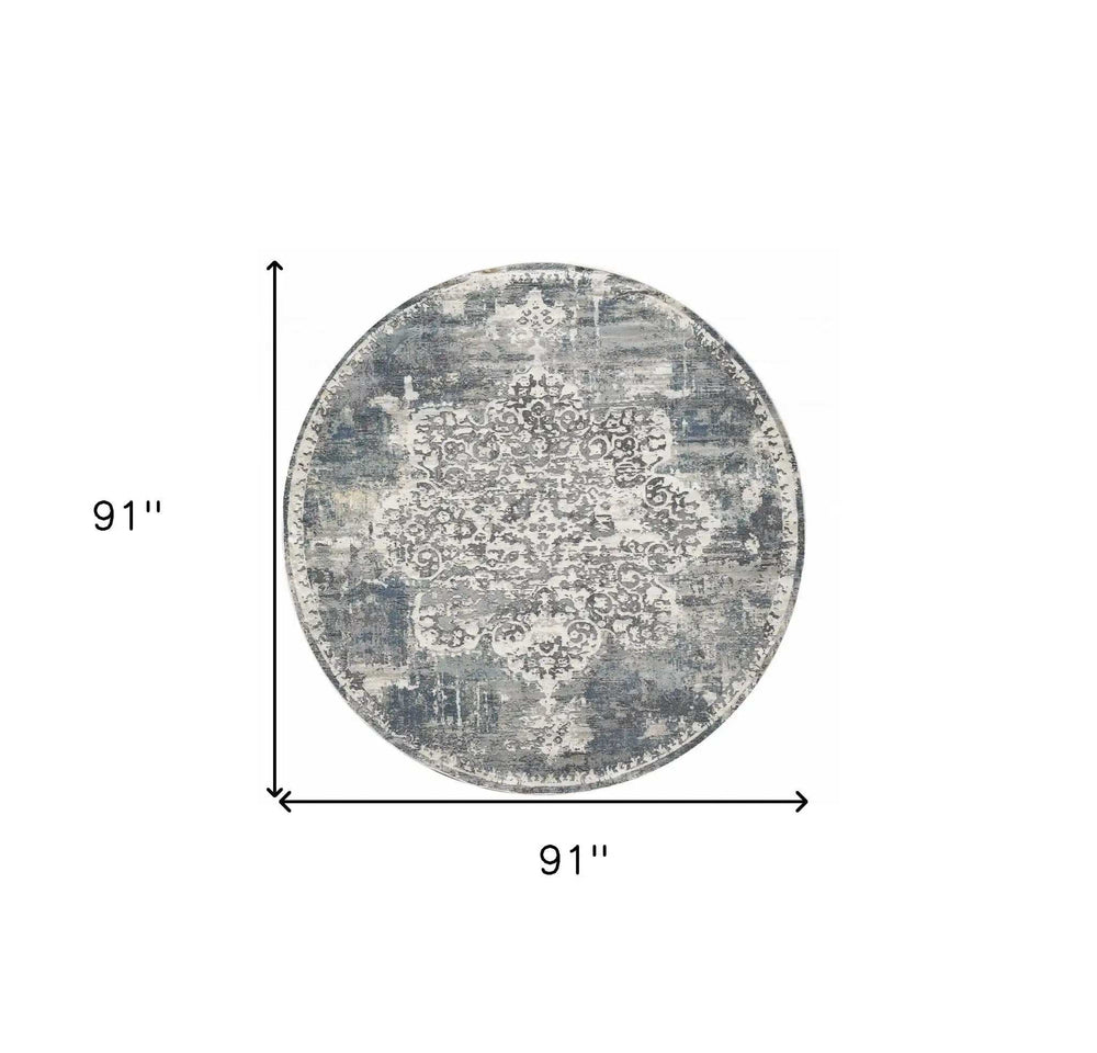 7' Round Polyester Ivory Area Rug - Homeroots - Flyclothing LLC