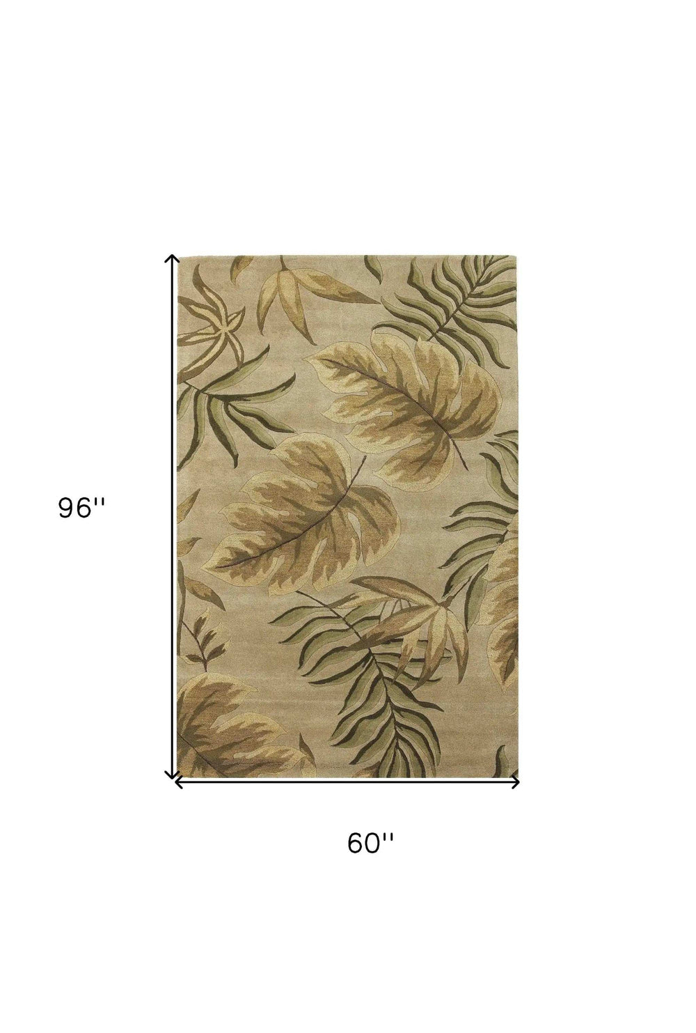 5' X 8' Sand Beige Hand Tufted Tropical Leaves Indoor Area Rug - Homeroots - Flyclothing LLC