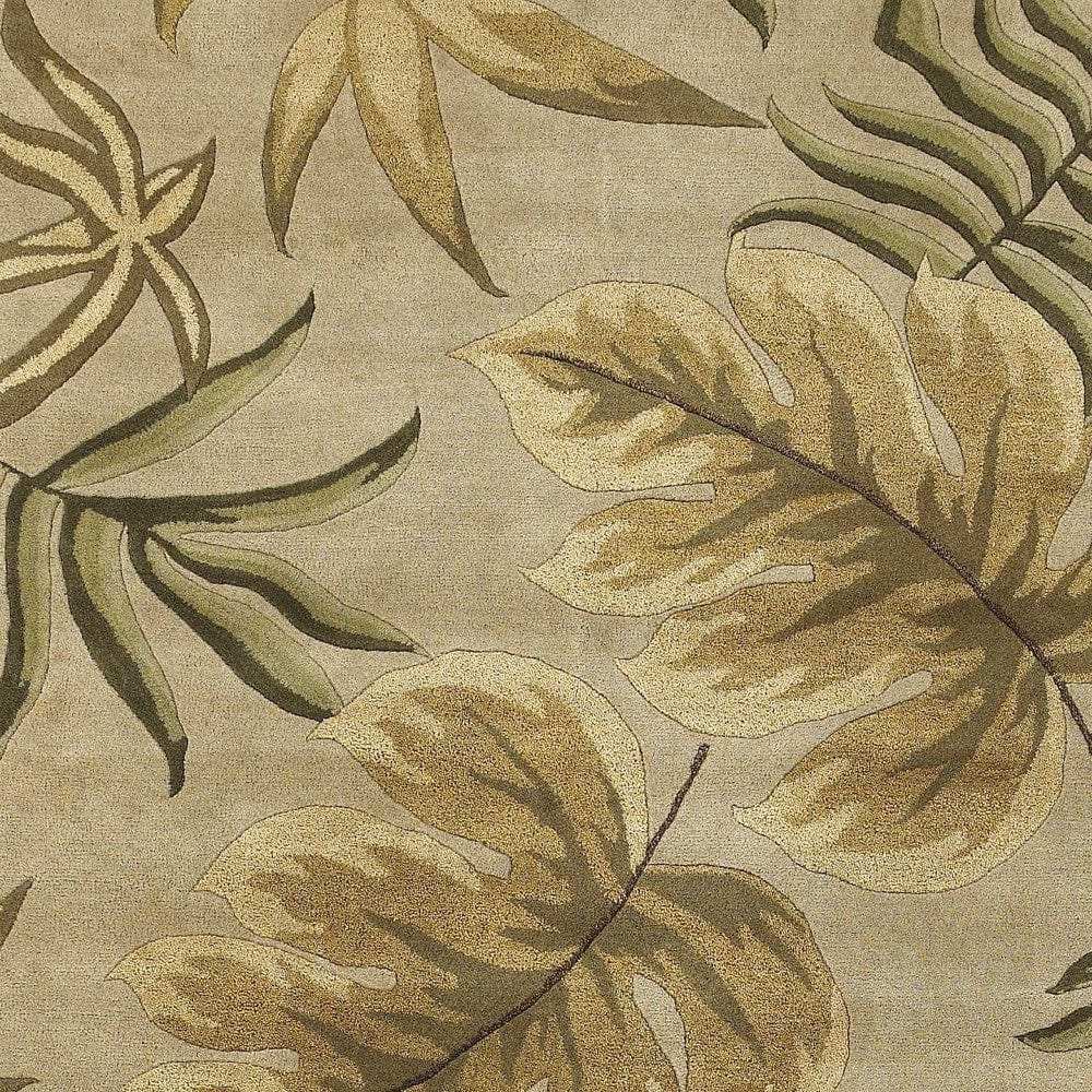5' X 8' Sand Beige Hand Tufted Tropical Leaves Indoor Area Rug - Homeroots - Flyclothing LLC