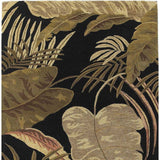 5' X 8' Midnight Black Hand Tufted Tropical Leaves Indoor Area Rug - Homeroots - Flyclothing LLC