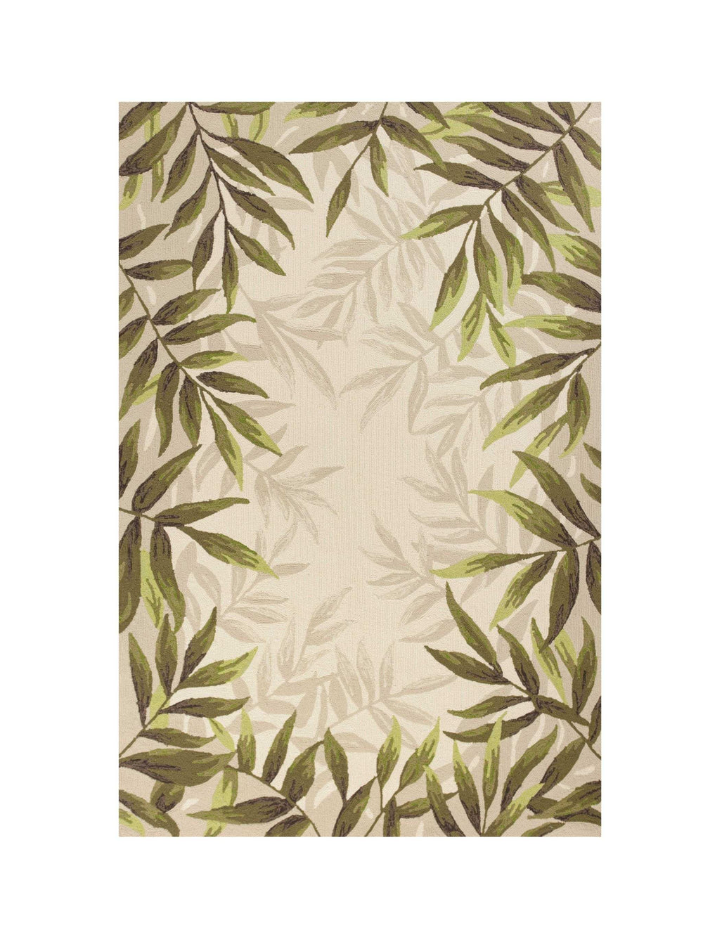 5' X 8' Ivory Hand Tufted Bordered Tropical Leaves Indoor Area Rug - Homeroots - Flyclothing LLC