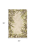 5' X 8' Ivory Hand Tufted Bordered Tropical Leaves Indoor Area Rug - Homeroots - Flyclothing LLC