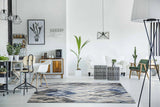 8' X 11' Grey Navy Machine Woven Oversized Leaves Indoor Area Rug - Homeroots - Flyclothing LLC