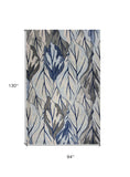 8' X 11' Grey Navy Machine Woven Oversized Leaves Indoor Area Rug - Homeroots - Flyclothing LLC