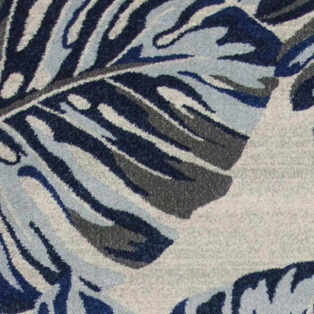 8' X 11' Grey Blue Machine Woven Oversized Tropical Leaves Indoor Area Rug - Homeroots - Flyclothing LLC
