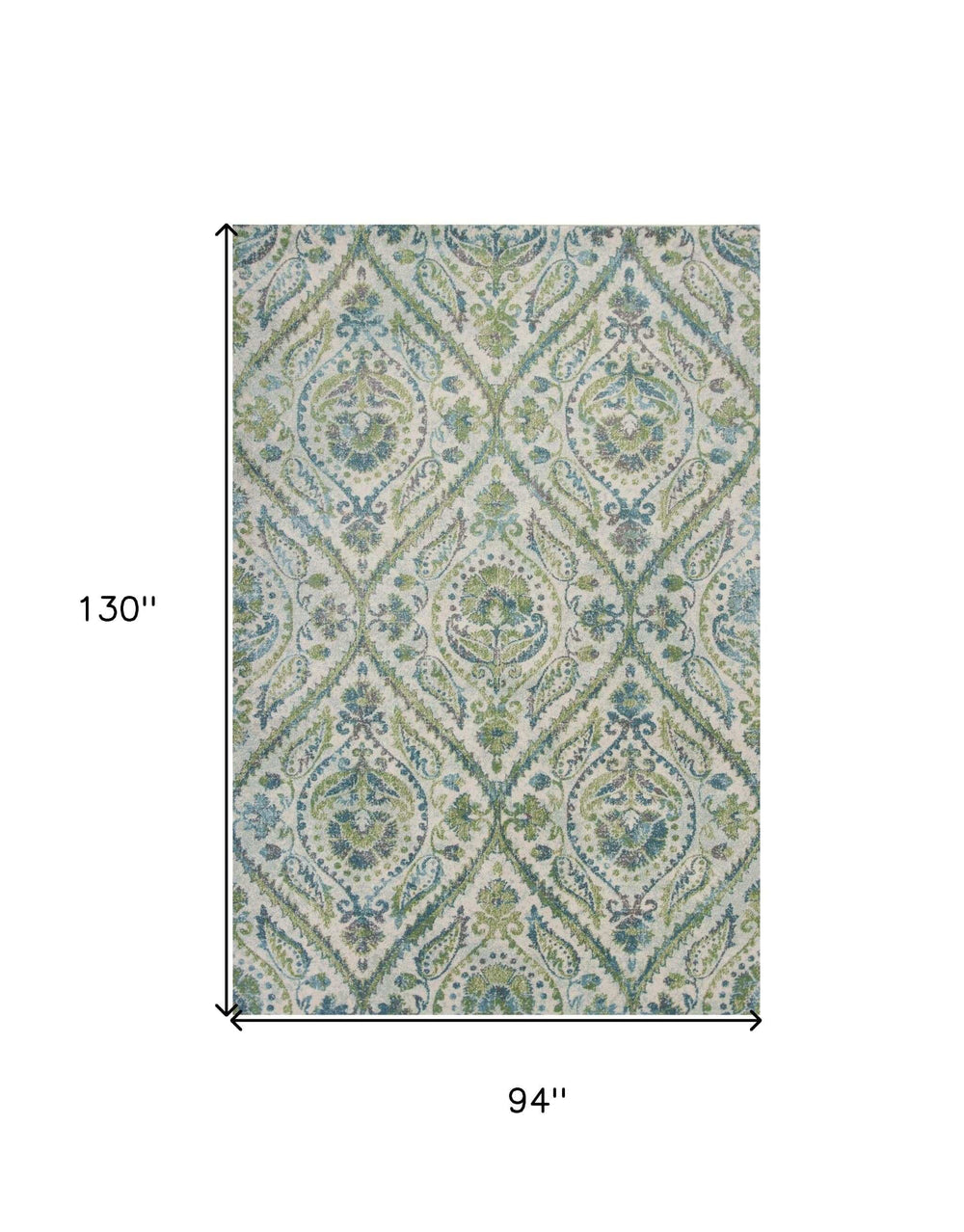 7' X 10' Polypropylene Ivory Or Teal Area Rug - Homeroots - Flyclothing LLC