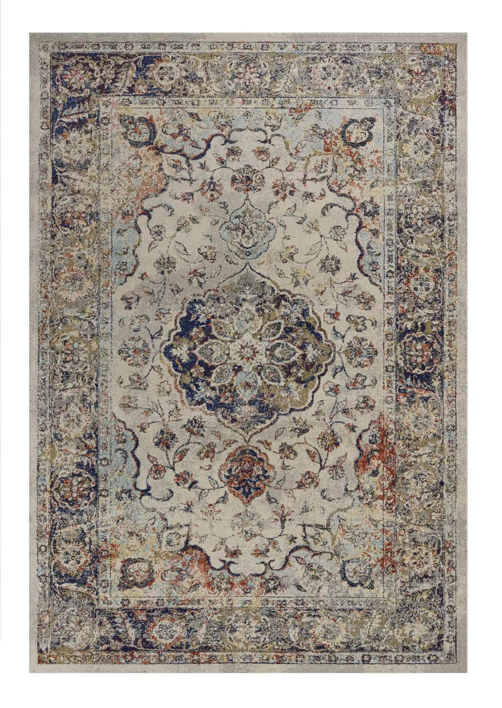 8' X 11' Ivory Machine Woven Floral Medallion Indoor Area Rug - Homeroots - Flyclothing LLC