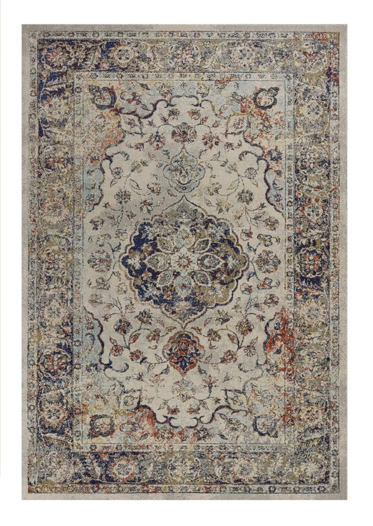 8' X 11' Ivory Machine Woven Floral Medallion Indoor Area Rug - Homeroots - Flyclothing LLC
