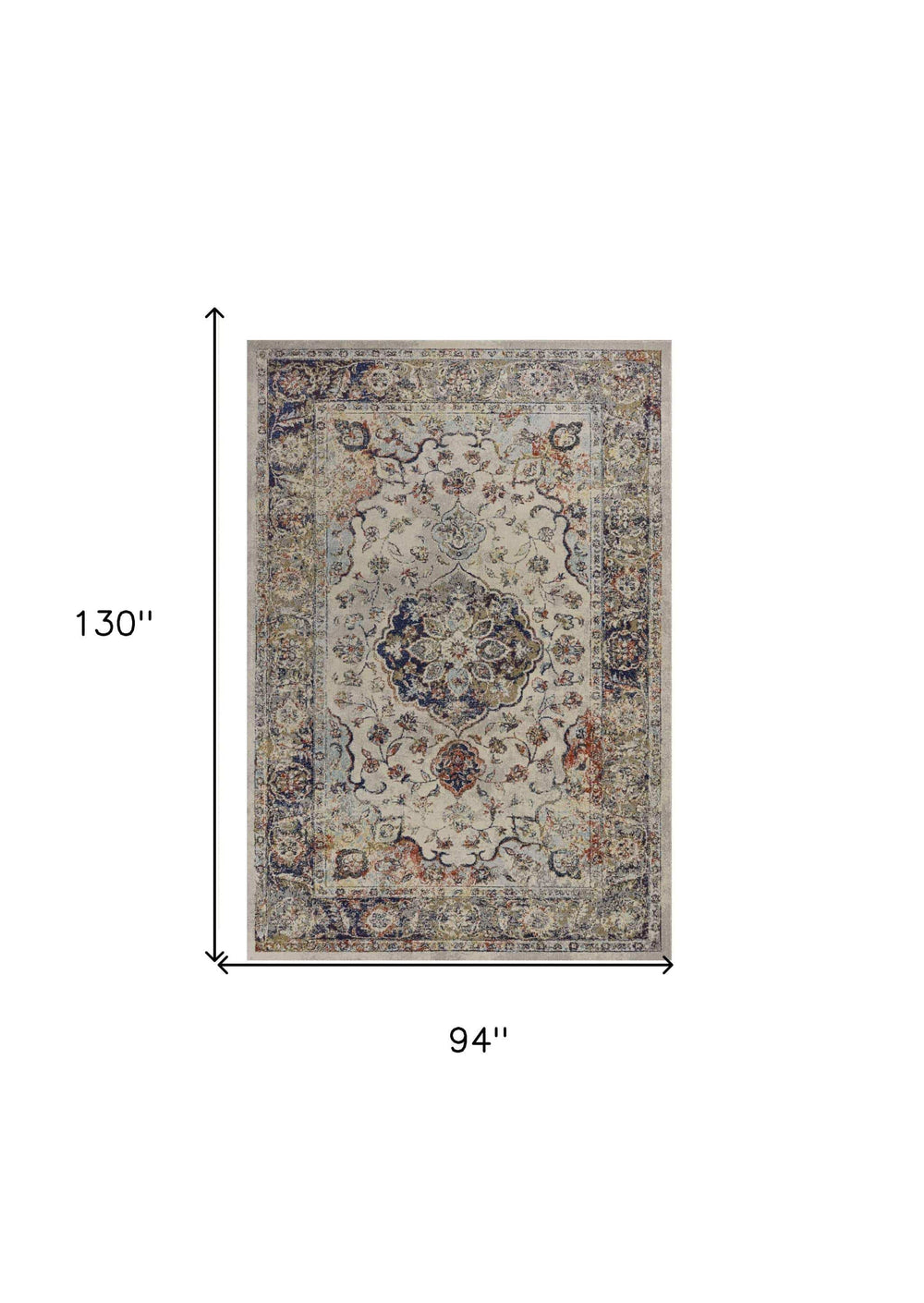 8' X 11' Ivory Machine Woven Floral Medallion Indoor Area Rug - Homeroots - Flyclothing LLC