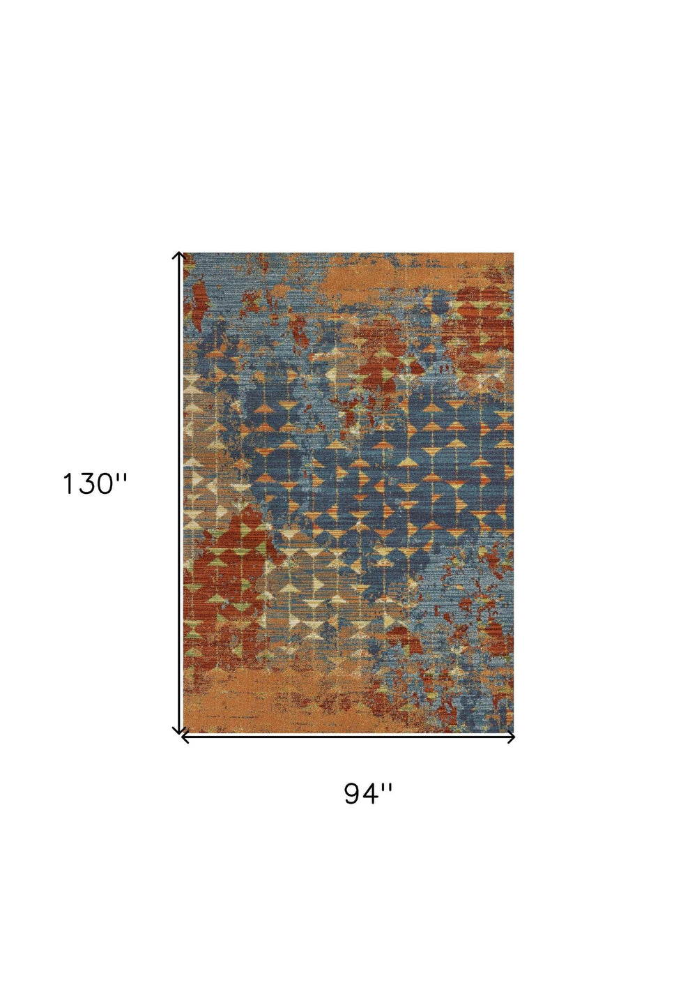 7' X 10' Blue and Orange Area Rug - Homeroots - Flyclothing LLC