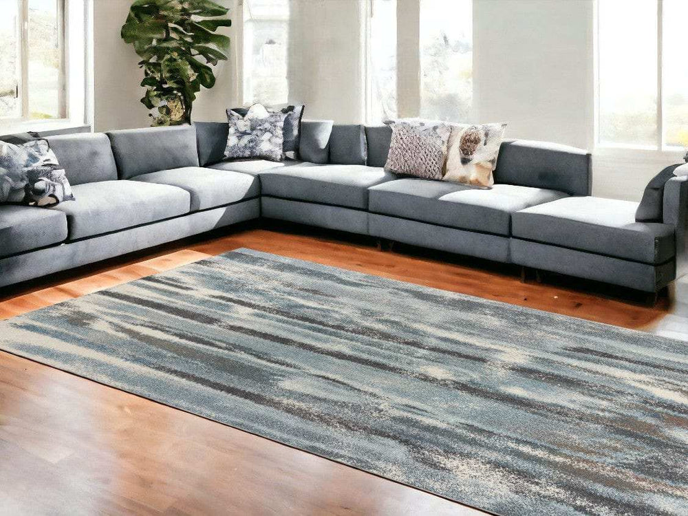 7' X 10' Polypropylene Teal Area Rug - Homeroots - Flyclothing LLC