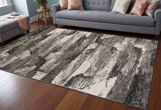 8' X 11' Gray Abstract Area Rug - Homeroots - Flyclothing LLC