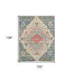 7' X 12' Blue and Red Medallion Handmade Area Rug - Homeroots - Flyclothing LLC