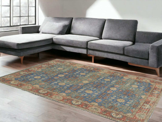 8' X 11' Blue Floral Handmade Area Rug - Homeroots - Flyclothing LLC
