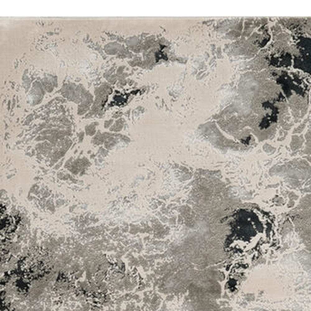 8' X 11' Silver Machine Woven Abstract Watercolor Indoor Area Rug - Homeroots - Flyclothing LLC