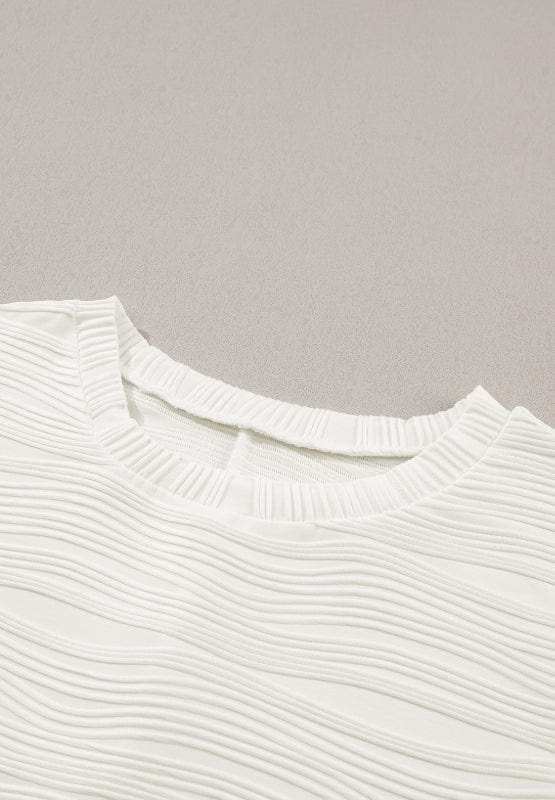 Texture Round Neck Long Sleeve Sweatshirt - Trendsi - Flyclothing LLC