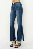 RISEN Full Size High Rise Side Shadow Seam Detail Slit Flare Jeans - Trendsi - Flyclothing LLC
