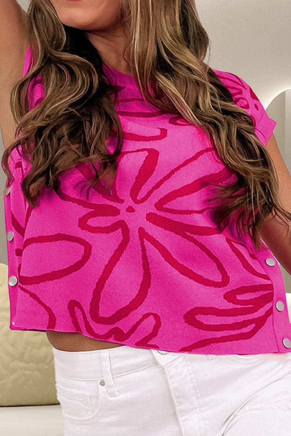 Graphic Round Neck Sweater Vest - Trendsi - Flyclothing LLC