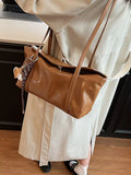 Solid Color Leather Shoulder Bag - Trendsi - Flyclothing LLC