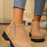 Ankle Boots with Zipper Accent - Trendsi - Flyclothing LLC