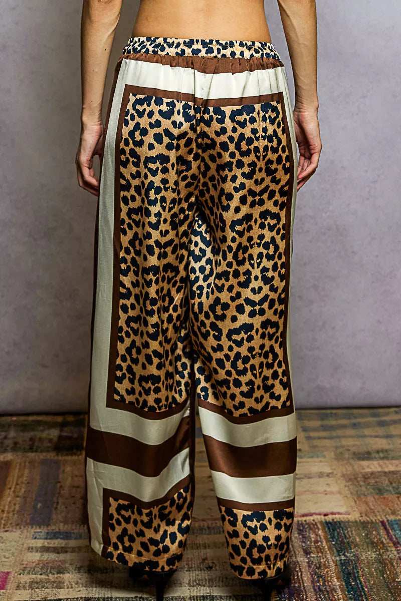 POL Leopard Printed Woven Wide Leg Drawstring Pants - Trendsi - Flyclothing LLC