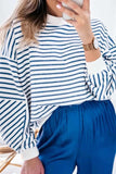 Striped Dropped Shoulder Long Sleeve Sweatshirt - Trendsi - Flyclothing LLC