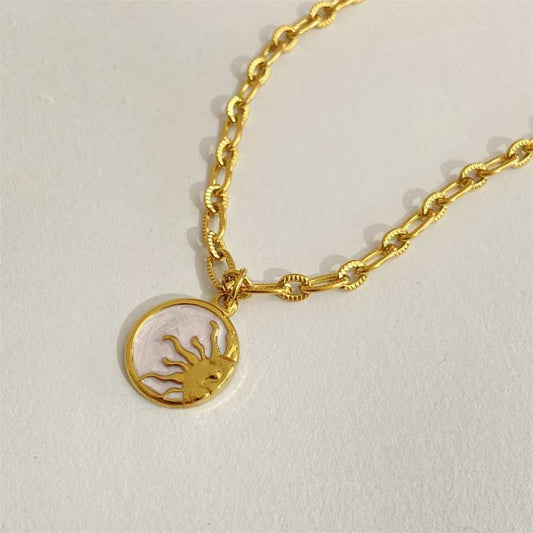 Titanium Steel Sun & Moon Necklace - Trendsi - Flyclothing LLC