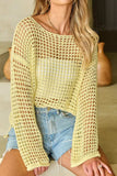 Openwork Round Neck Dropped Shoulder Knit Cover Up - Trendsi - Flyclothing LLC