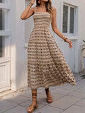 Printed Tiered Wide Strap Midi Dress - Trendsi - Flyclothing LLC