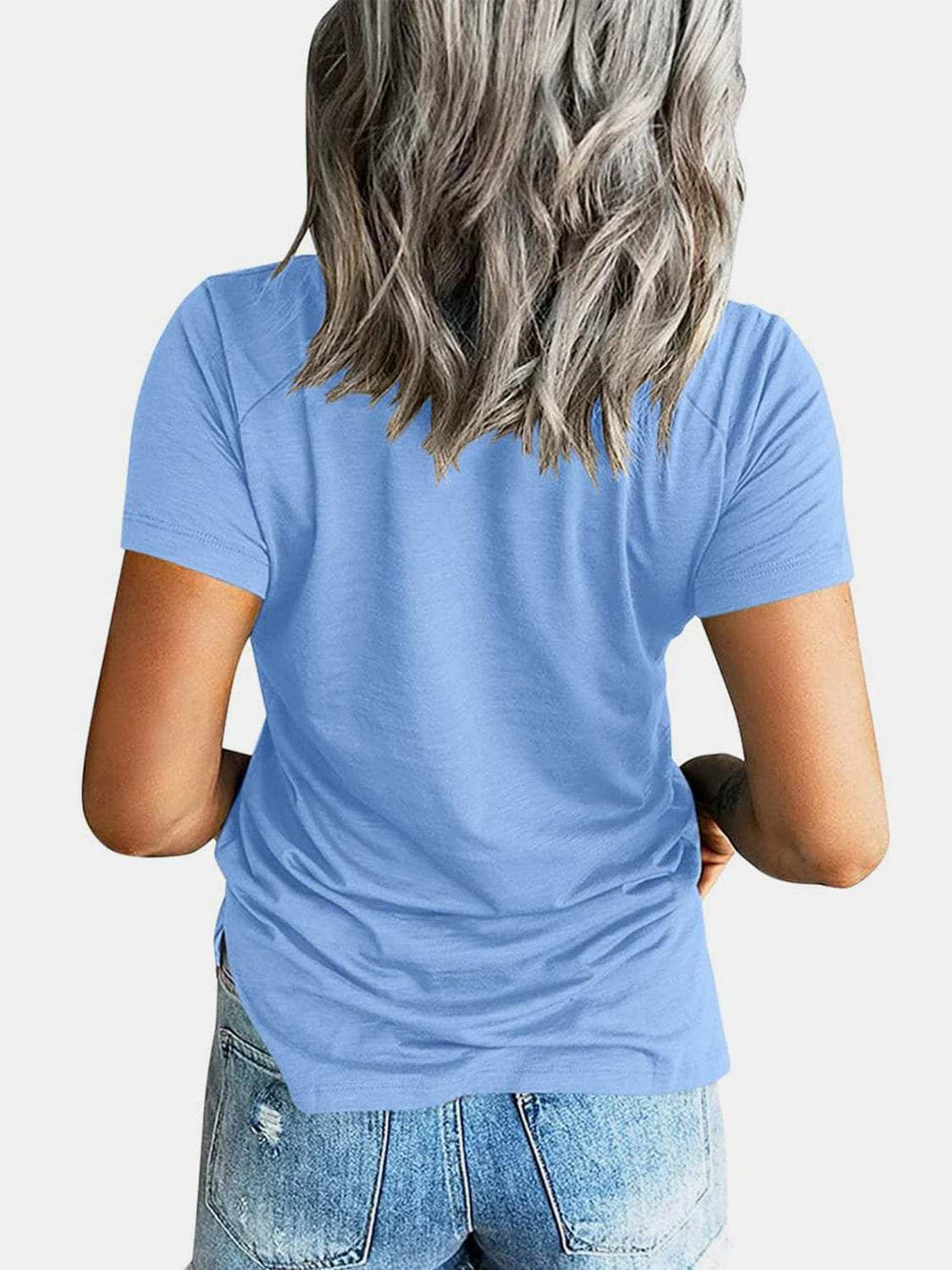 Pocketed V-Neck Short Sleeve T-Shirt - Trendsi - Flyclothing LLC