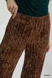 Umgee Velvet Pleated Wide Leg Pants - Trendsi - Flyclothing LLC