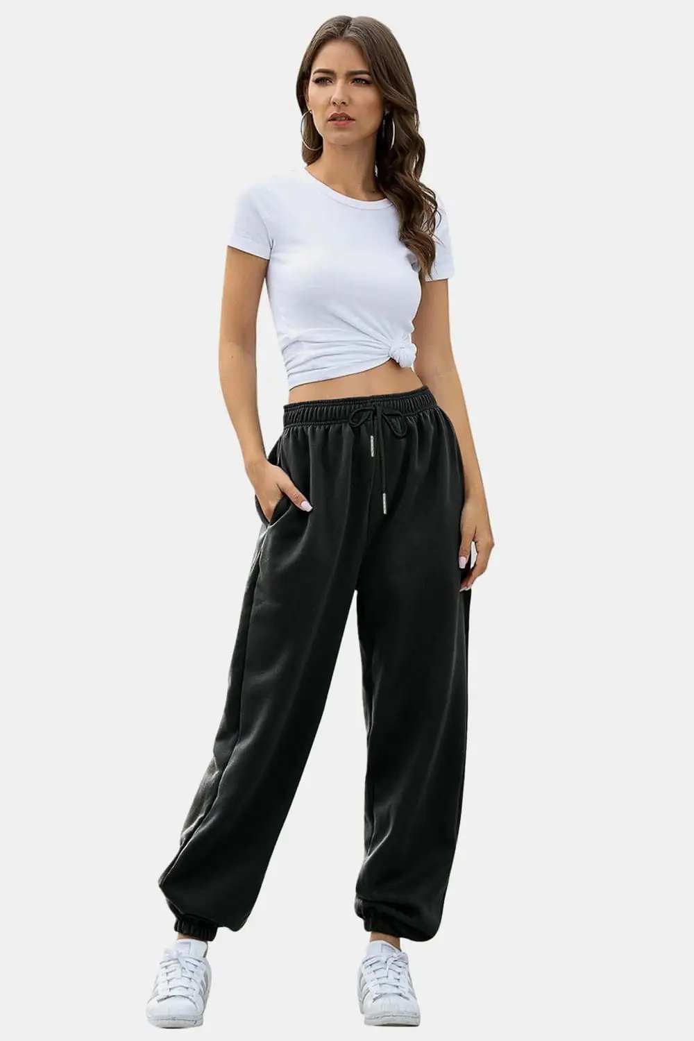 Elastic Waist Joggers with Pockets - Trendsi - Flyclothing LLC
