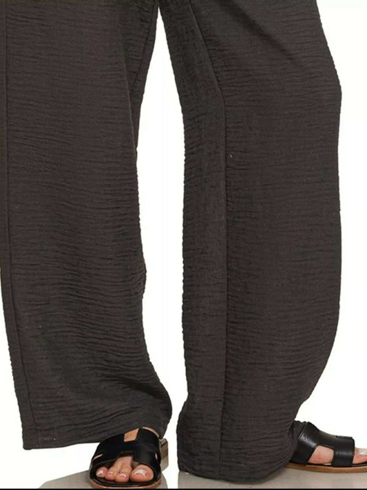 Zenana Woven Crepe Elastic Band Pants - Trendsi - Flyclothing LLC