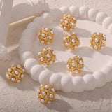 Copper Shell Pearl Stud Earrings - Trendsi - Flyclothing LLC